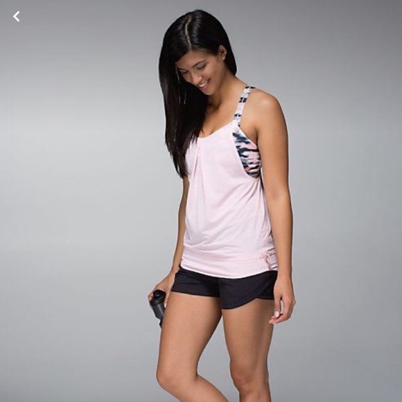 Lululemon rest less tank barely pink wamo camo built in bra drawstring bottom, 6 - Picture 2 of 9